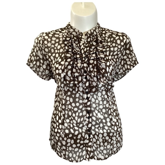 Plus Size, Lane Bryant Brown Polka Dot Blouse, Size 2X - Picture 2 of 7